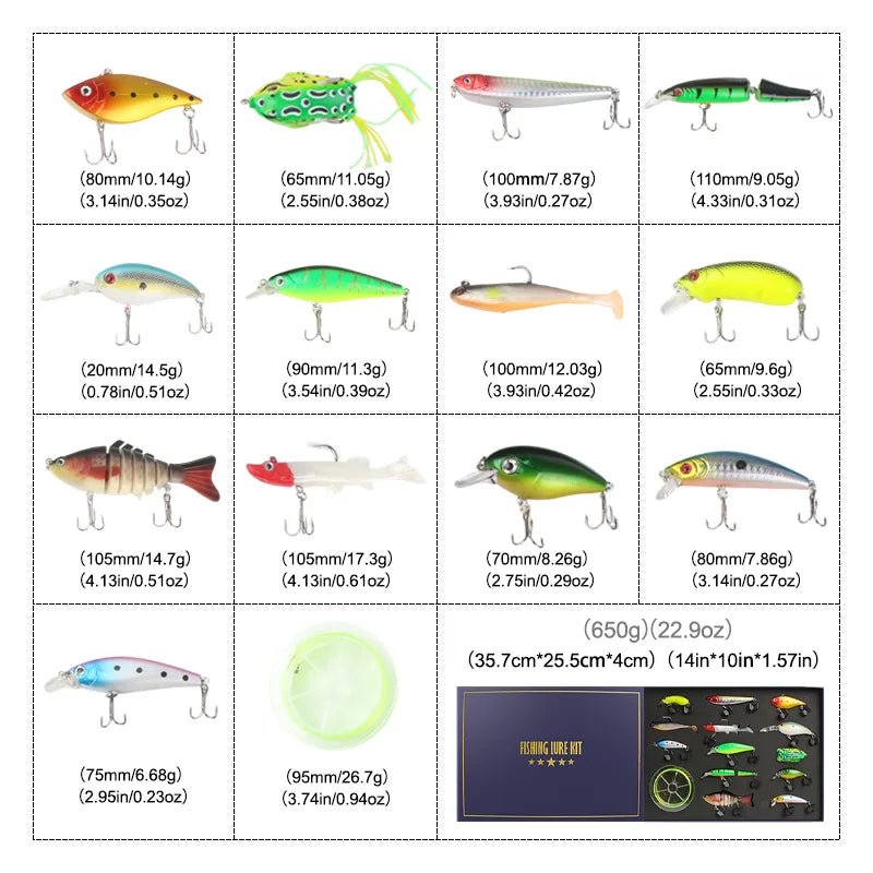 JSFUN 14PCS Fishing Bait Gift Box!